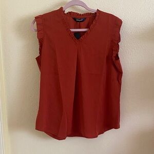 NWOT Allegra K Sleeveless Ruffle Blouse - Rust, Size L